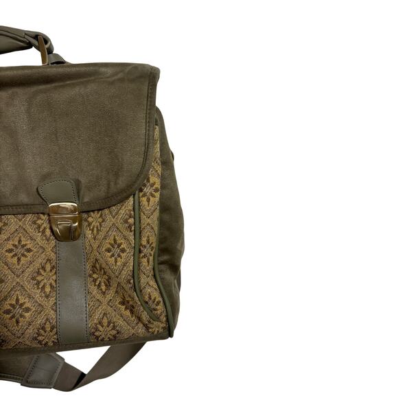 Murano Messenger carryon Vintage Style Shoulder Bag Canvas Tapestry Brown Olive - Picture 6 of 12